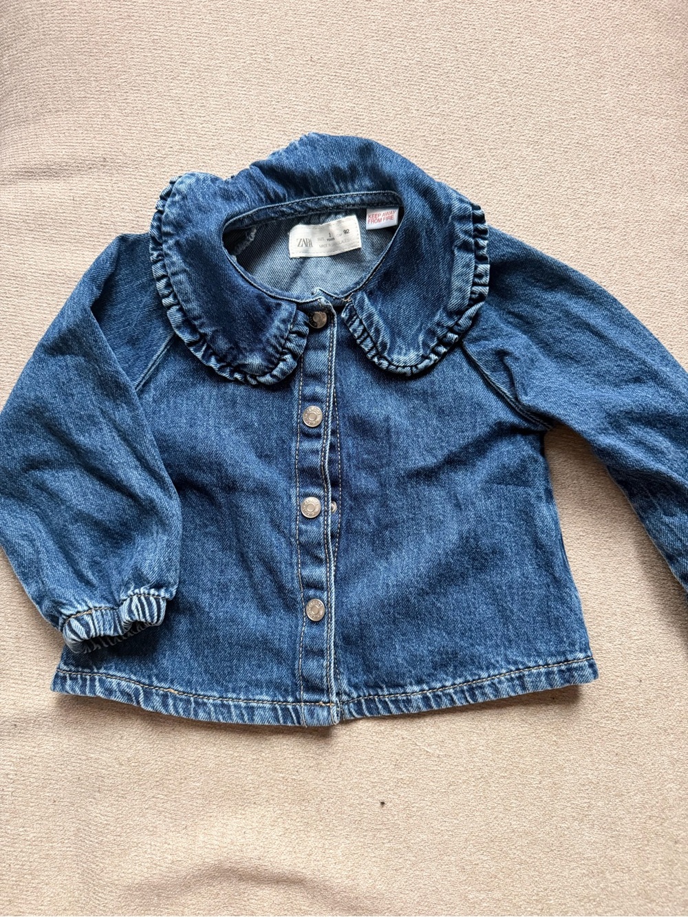 Zara Kids Denim Jacket with Ruffle Collar